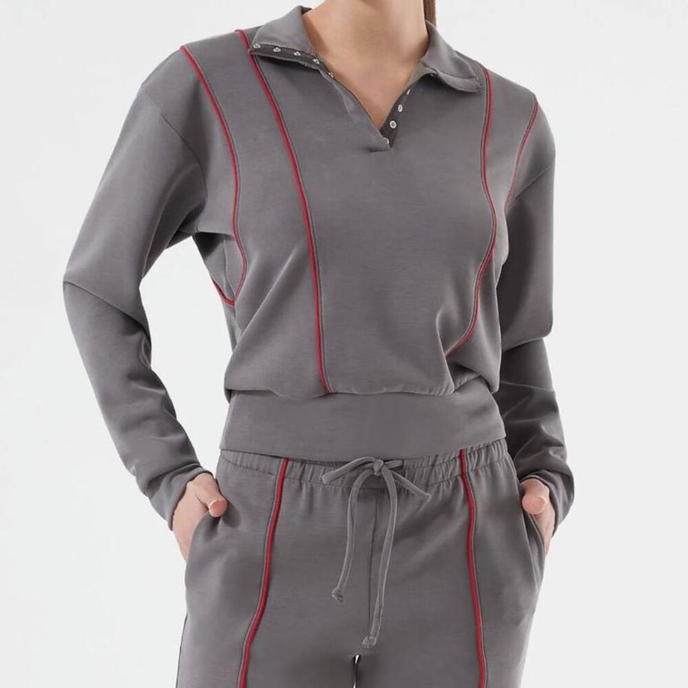 Nux | Sleek Pullover & PiperJogger Set | Gret & Red | S
